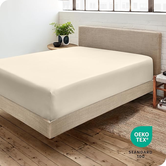Bare Home Fitted Bottom Sheet Twin XL Size - Premium 1800 Microfiber - Ultra-Soft Hotel Luxury - Deep Pocket - Durable and Long Lasting (Twin XL, Sand)