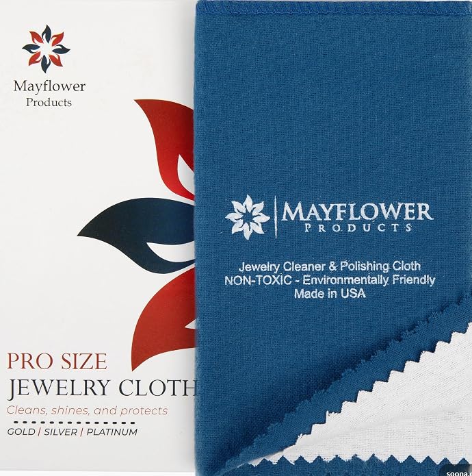 Mayflower Polishing Cloth for Silver, Platinum USA Made. Pure Cotton Pro Size by MayflowerProducts