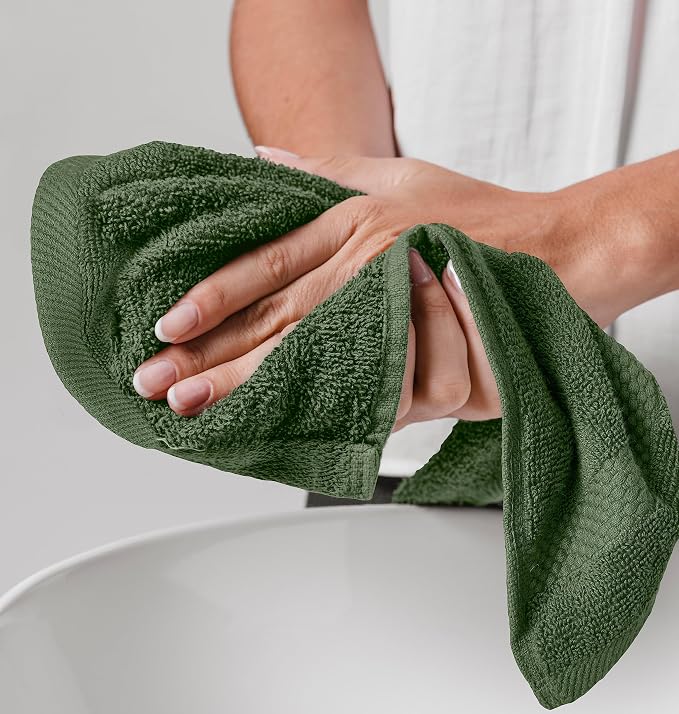 White Classic Luxury Cotton Washcloths 13x13 Inch - Image 8