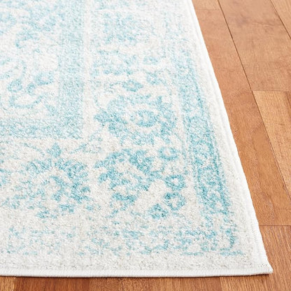 SAFAVIEH Adirondack Collection Runner Rug - 2'6" x 8', Ivory & Light Blue, Distressed Vintage Floral Design, Non-Shedding & Easy to Clean, Ideal for Hallway, Foyer, Entryway, Bedroom (ADR109L)