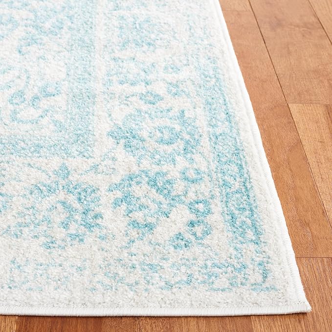 SAFAVIEH Area Rug 4x6 - Adirondack Collection - Ivory & Light Blue, Distressed Vintage Floral Design, Non-Shedding & Easy to Clean, Ideal for Living Room, Bedroom, Dining Space (ADR109L)