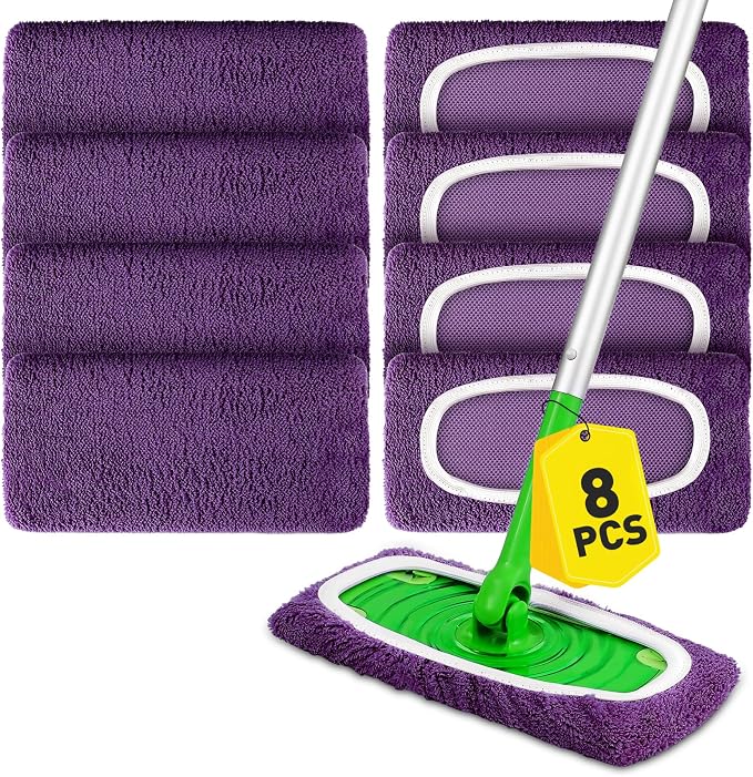 Microfiber Mop Pads, Dry Flat mop Cover & Washable Wet Pads Refill by NEOACT