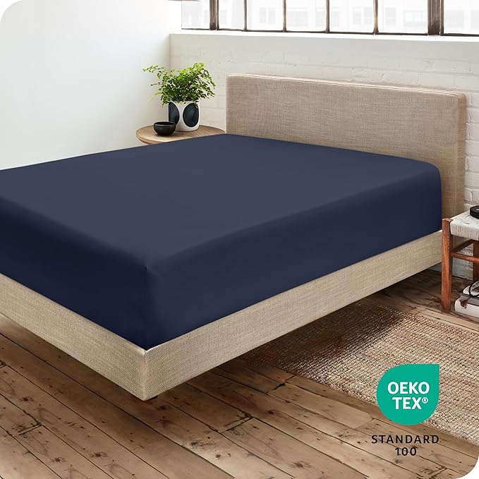 Bare Home Fitted Bottom Sheet Twin XL Size - Premium 1800 Microfiber - Ultra-Soft Hotel Luxury - Deep Pocket - Durable and Long Lasting - Fitted Sheet (Twin XL, Midnight Blue)