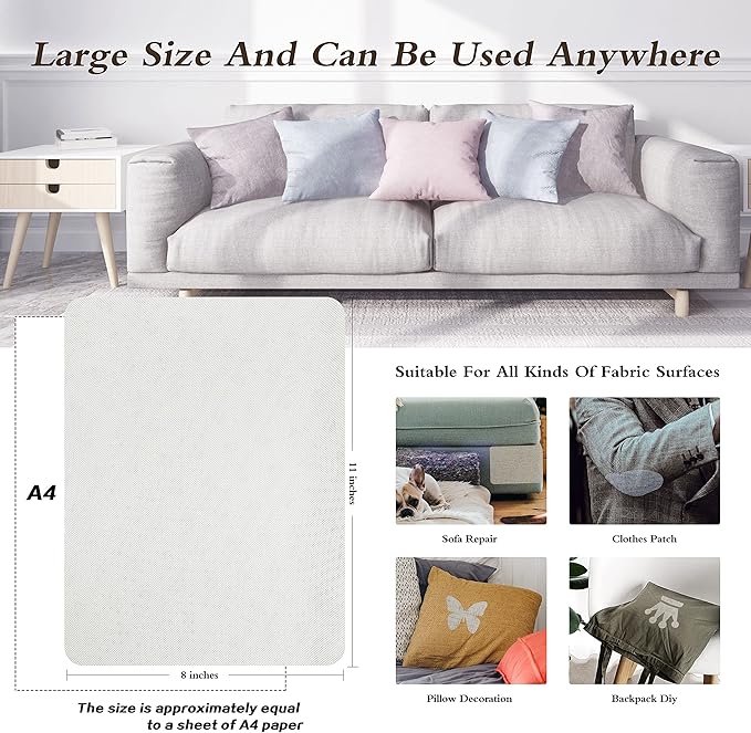 Self-Adhesive Fabric Patches for Sofa and Clothes Repair, 8X11 inch 2 PCS - Image 4