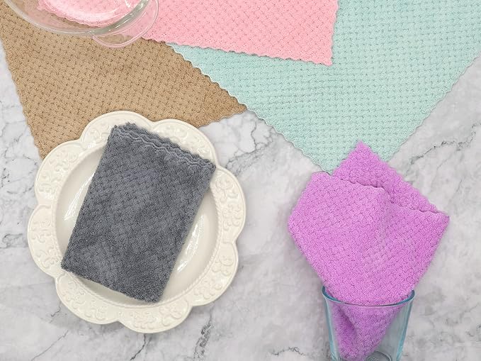 Microfiber Cleaning Cloth Lint Free Cleaning Rags, 10 Pack Fast Drying Dish Rags - Image 7