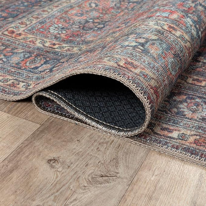 Bloom Rugs Washable Non-Slip 4' x 6' Rug - Multicolor Traditional Medallion Area Rug for Living Room, Bedroom, Dining Room, and Kitchen - Exact Size: 4' x 6'