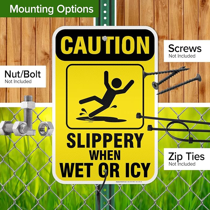 Caution Slippery When Wet Sign or ICY Sign, Indoor/Outdoor Use, USA MADE By My - Image 5