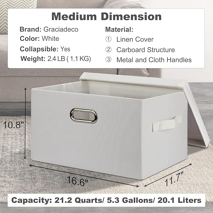 Medium 15" 21 Quart Collapsible Stackable Storage Bins - Image 2