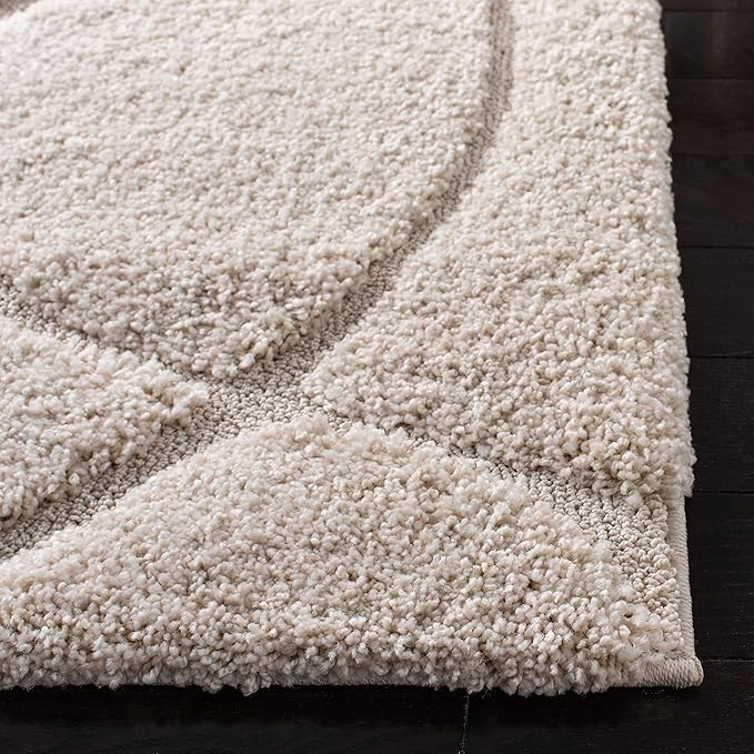SAFAVIEH Florida Shag Collection Area Rug - 9'6" x 13', Creme & Creme, Non-Shedding & Easy Care, 1.2-inch Thick Ideal for High Traffic Areas in Living Room, Bedroom (SG471-1111)