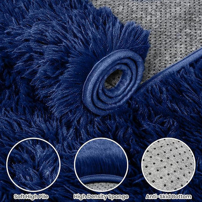 8x10 Area Rugs for Living Room Rug: Soft Fluffy Shag Blue Rugs for Bedroom, Non-Slip Large Fuzzy Plush Rug Indoor Floor Carpet for Nursery Kids Boys Girls Room, Dorms, Playroom, Modern Home Decor