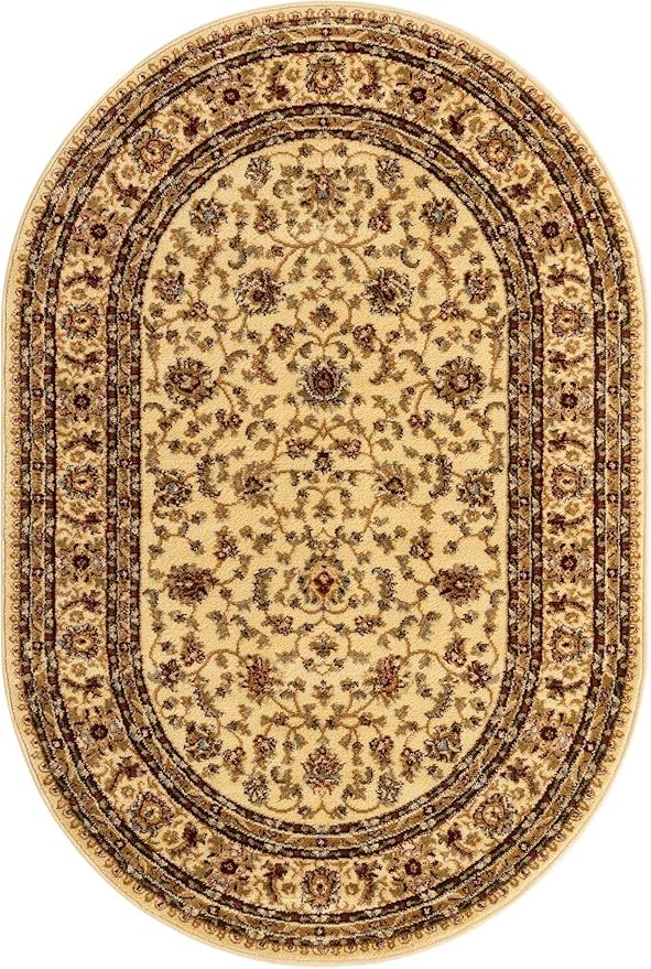 Unique Loom Voyage Collection Area Rug - St. Louis (4' 1" x 6' 1" Oval Cream/Brown)