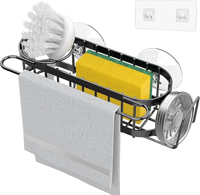 Cisily Kitchen Sink Caddy Sponge Holder in The Sink, Stainless Steel Kitchen - Image 4