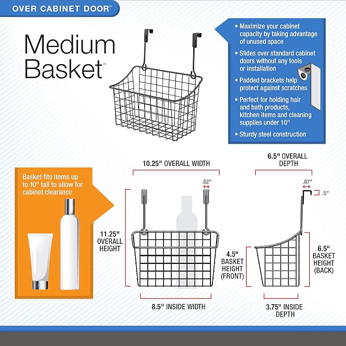 Spectrum Medium Cabinet Door Wire Basket Grid Over Cabinet Organizer Bronze - Image 5