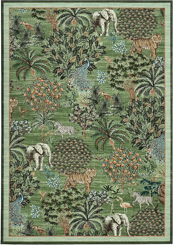 GarveeHome Jungle Animal Print Rug 4x6 Washable Area Rugs - Image 4