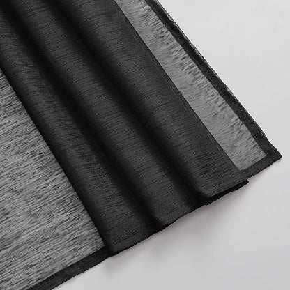 DONREN Jet Black Window Scarf Curtains for Outdoor Decoration - Add Luxury Beautiful Elegant Effect to Curtain Panels (1 Panel, 34 x 216 Inches Long)