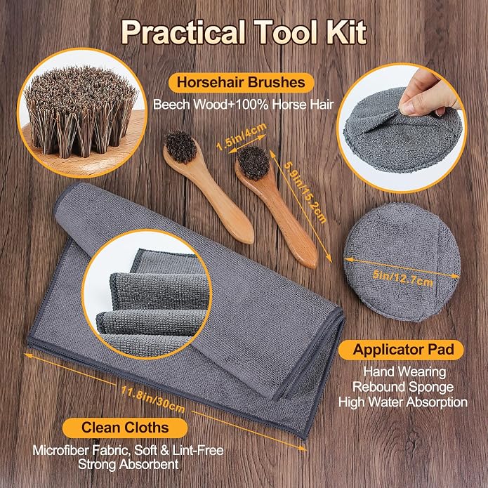 7 Pcs Leather Cleaner Boots Shoes Care Kit-3.52oz Saddle Soap - Image 6