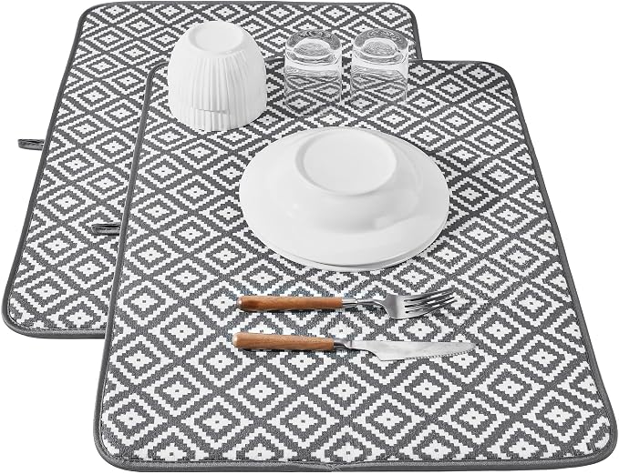 Subekyu 2 Pack Dish Drying Mat, 24*18 inch Ultra Absorbent Microfiber Dishes by SUBEKYU