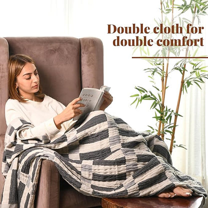 Folkulture Throw Blanket for Couch 50" x 60", 100% Recycled Cotton Blanket and Throws for Chair, Soft Throw Blanket for Bed or Bed Throws for Sofa, Boho