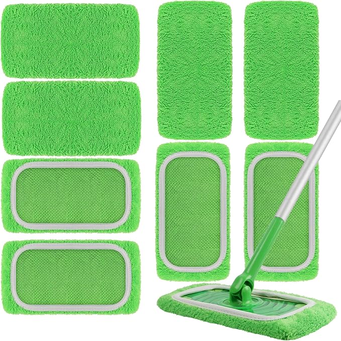 8 Pack Reusable Microfiber Mop Pads Compatible by AmaVins