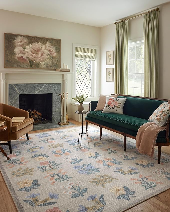 Loloi Rifle Paper Co. Rosa Collection RSA-03 Cream 2'-6" x 12'-0" Runner Rug