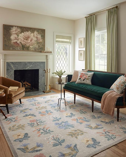 Loloi Rifle Paper Co. Rosa Collection RSA-03 Cream 2'-6" x 12'-0" Runner Rug