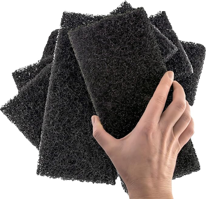 Heavy Duty XL Black Scouring Pad 5 Pack. 10 x 4.5in Large Multipurpose Nylon by Pro-Grade+Cleaning+Supplies