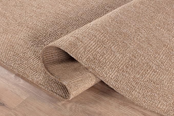 Washable Easy Jute Rug 2x3, Indoor Outdoor Doormat Natural Color Farmhouse Area Rugs for Living Room, Kitchen Rug High Traffic Area, Easy Clean Solid Boho Woven Design Outside Carpet (2 X 3 Natural)