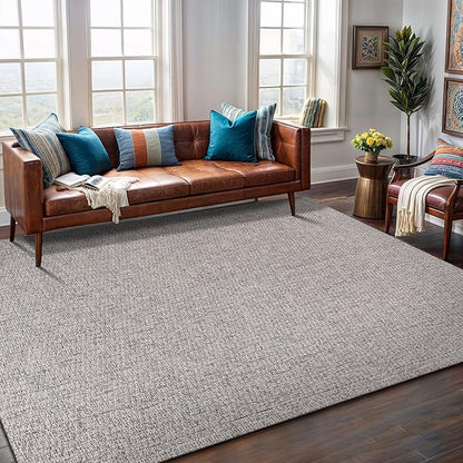 Easy Jute Rug 4x6 Indoor Outdoor Natural Rugs Solid Fiber Rug Woven Area Rug Boho Easy Clean Inside Carpet for Living Room Bedroom Dining Room Hallway or Outdoor Patio Porch (4 X 6 Silver)