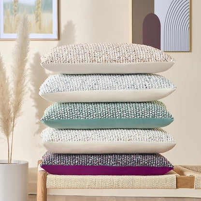 Decorative Couch Throw Pillow Covers 26x26 Purple Striped Soft Wool Pillow Covers Neutral Textured Boho Cushion Covers for Modern Farmhouse Sofa Bedroom Living Room Decor SY011-E26