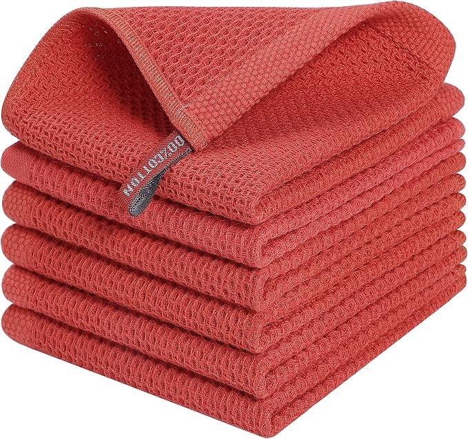 Kitinjoy 100% Cotton Kitchen Dish Cloths, 6 Pack Waffle Weave Ultra Soft by Kitinjoy