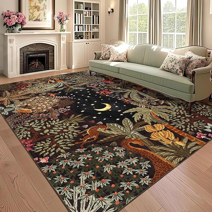 GarveeHome 6x9 Area Rug Jungle Brown Washable Rugs by GarveeHome