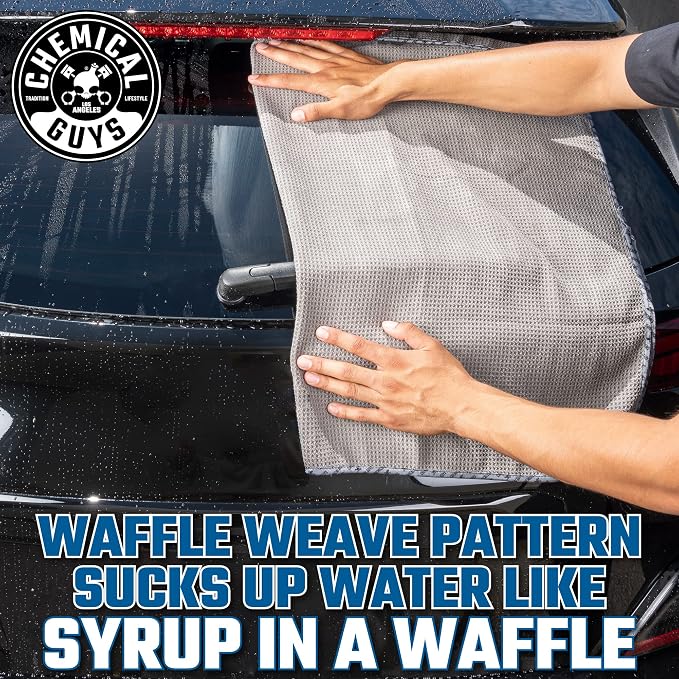 Chemical Guys Waffle Weave Gray Matter Microfiber Drying Towel - Image 4