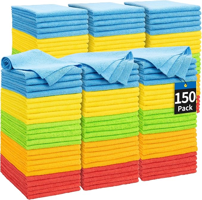 HOMERHYME Microfiber Cleaning Cloth, 150 Pack Cleaning Rags Microfiber Towel by HOMERHYME
