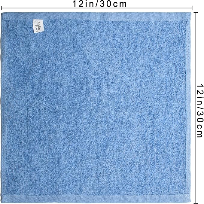 Basic Wash Cloths 12x12 Inches – Pack of 12 – Blue Color – Soft and Absorbent - Image 2