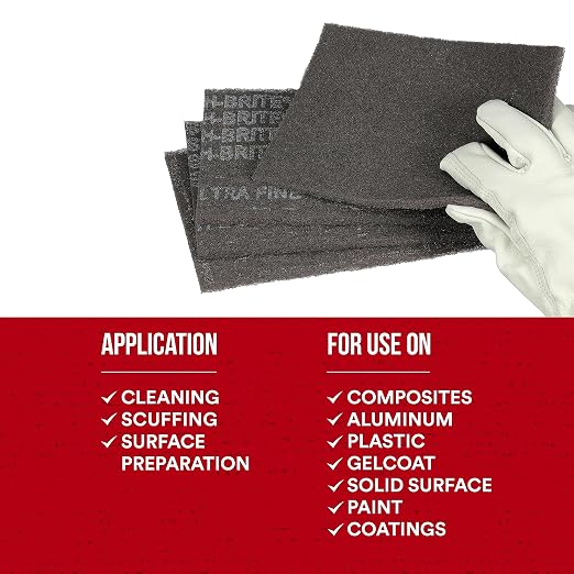 Scotch-Brite Ultra Fine Grade 7448 Hand Pad, 6 in x 9 in Hand Pads, Nonwoven - Image 3