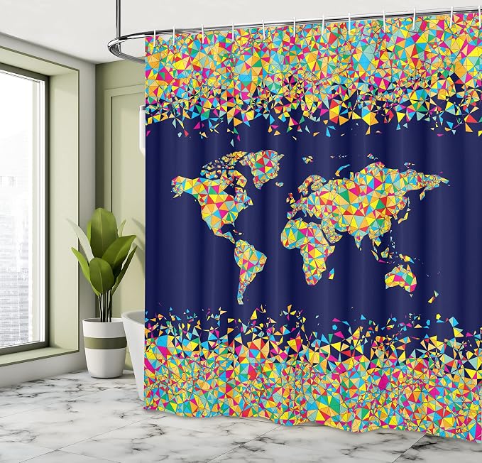 Ambesonne Map Print Shower Curtain, World Map Design - Image 4