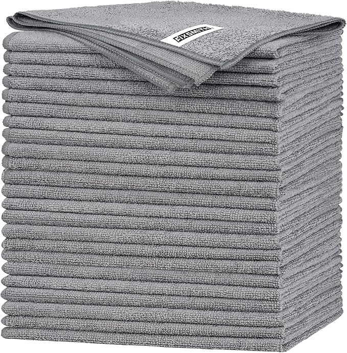 FIXSMITH Grey Microfiber Cleaning Cloth -Pack of 24, Highly Absorbent Cleaning by FIXSMITH