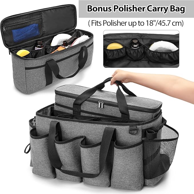 Detailing Bag with Polisher Carry Bag, Large Detail Car Care Box - Image 2