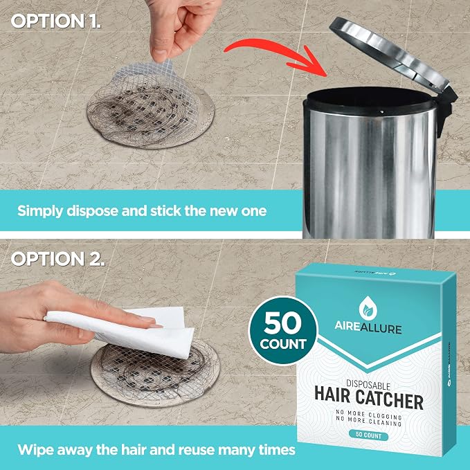 50 Pack Disposable Shower Drain Hair Catcher Mesh Stickers - Image 6