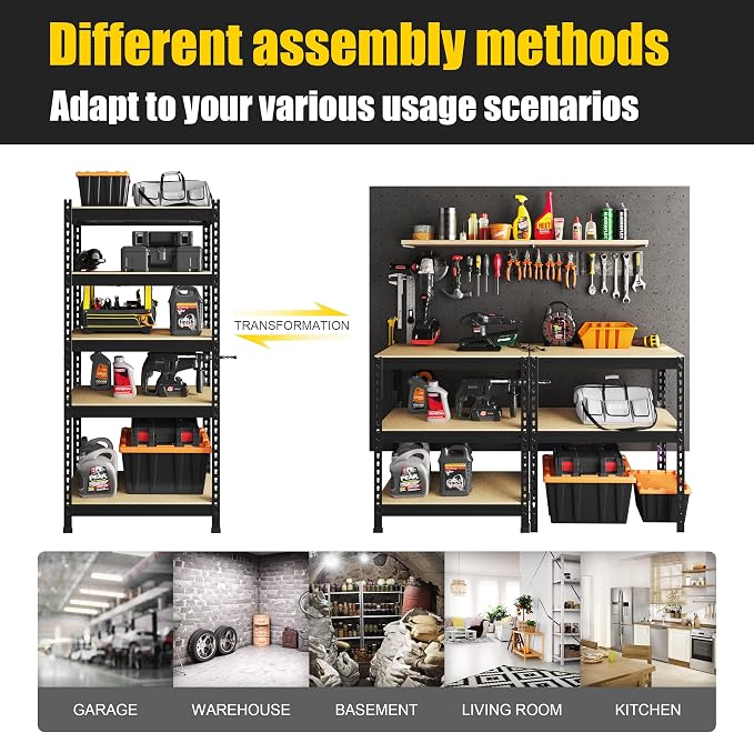 PrimeZone Storage Shelves 5 Packs 5 Tier Adjustable Garage Storage Shelving - Image 8