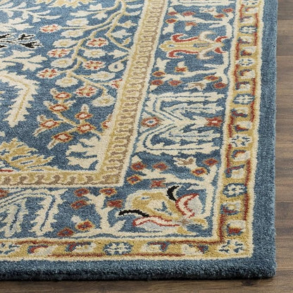 SAFAVIEH Antiquity Collection Area Rug - 8' x 10', Dark Blue & Multi, Handmade Traditional Oriental Wool, Ideal for High Traffic Areas in Living Room, Bedroom (AT64B)