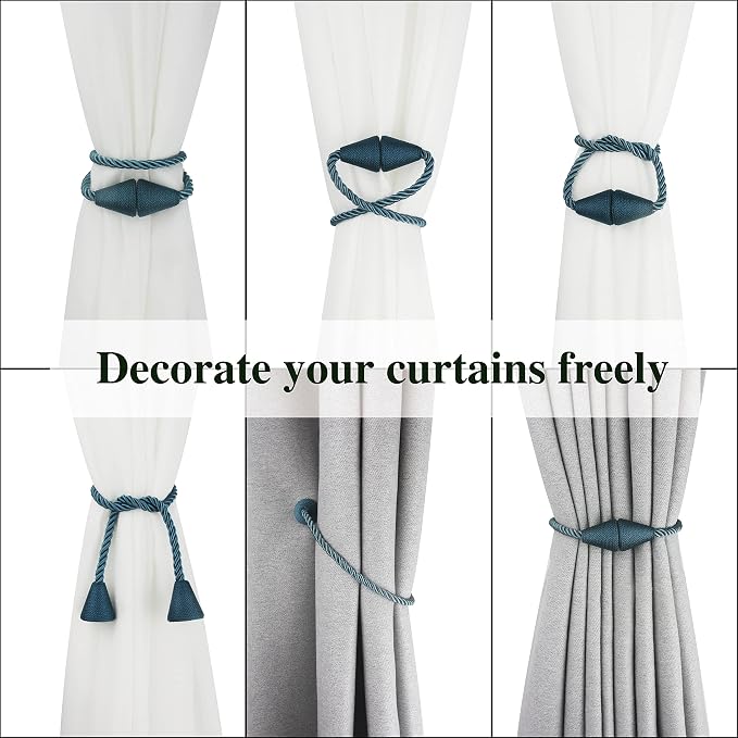4 Pack Magnetic Curtain Tiebacks Rope Modern Handmade Curtain Tie Backs - Image 5
