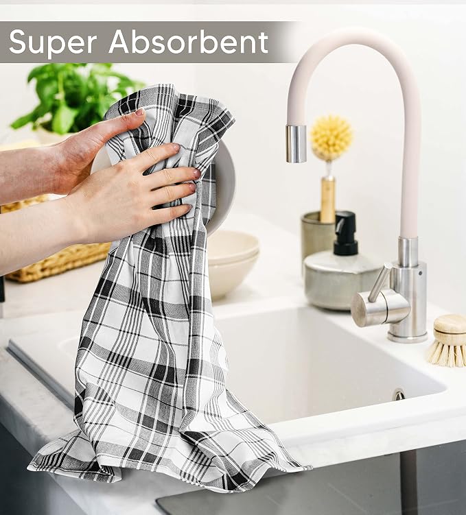 Utopia Towels Black & White Dish Towels 100% Ring Spun Cotton Highly Absorbent - Image 7