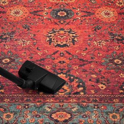 Keen Home Design 10x14 Rug - Machine Washable Area Rug with Non-Slip Backing, Ideal for Living Room, Dining Room, Bedroom - Vintage, Easy Clean, Durable, Low Pile Rug - (9'7" x 14')