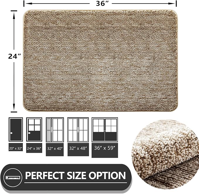 REFETONE Indoor Doormat, Front Door Mat 24"x36" Absorbent Rubber Backing Non - Image 2