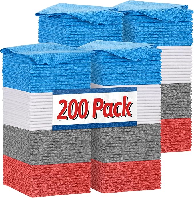FIXSMITH Shop Towels, Microfiber Cleaning Cloth Bulk, 200 Pack Microfiber Towels by FIXSMITH