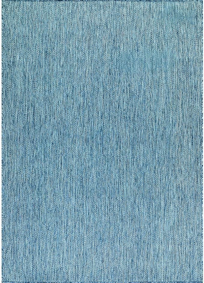 Washable Indoor Outdoor Rug Weather Resistant Carpet Modern Solid for Porch Deck Balcony Backyard Patio Rug 6x9 Aqua Blue