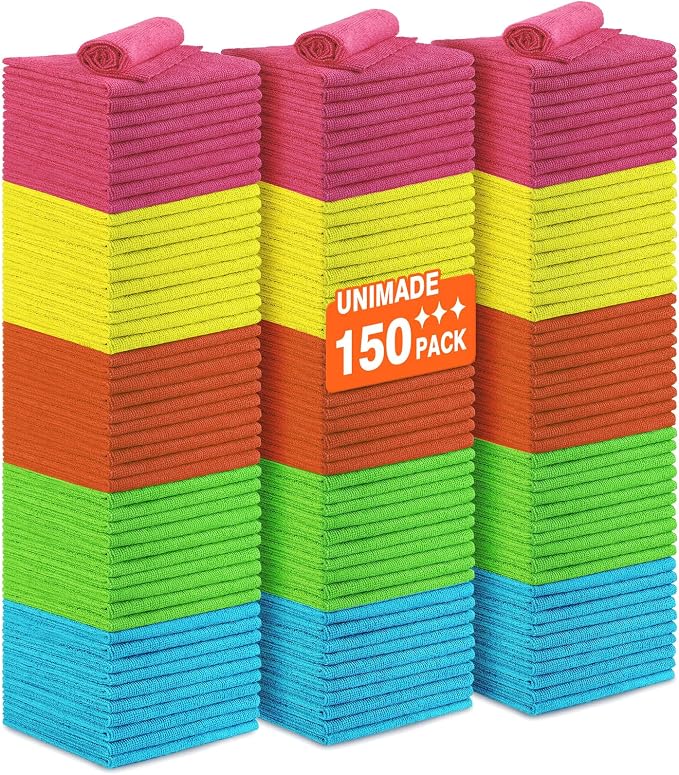 Microfiber Cleaning Cloth, 150PK Reusable Shop Rags Bulk Microfiber Cleansing by Unimade