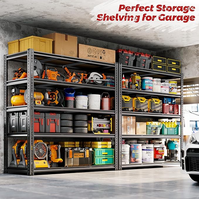 48"W Garage Shelving, 3050LBS Storage Shelves heavy duty, 5 Tier Metal Shelving - Image 4