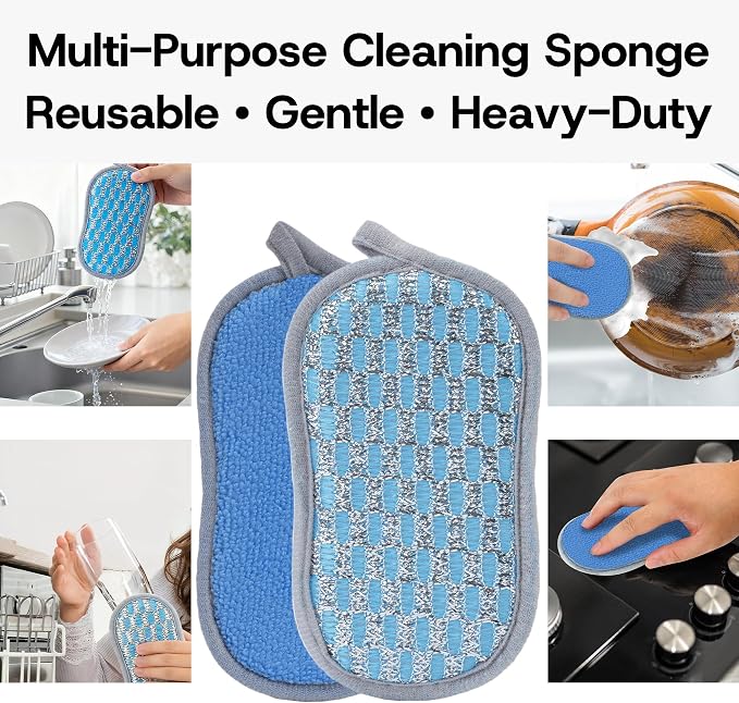 Multi-Purpose Scrub Kitchen Sponges – 12 Pack Dish Sponge, Dual-Sided - Image 3